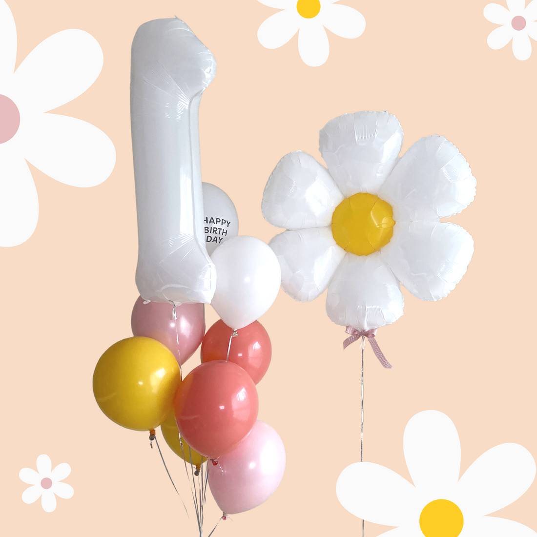 Daisy, Rose, Stalk Flower Balloon Bouquet