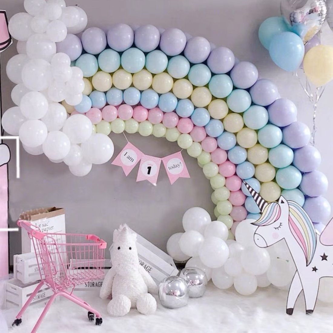 Unicorn Balloon Garland - Pastel Rainbow DIY Kit (5 Ft to 25 Ft), Includes  EVERYTHING that you will need for assembly - All Events Prints & Party Decor